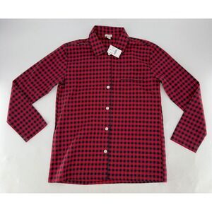 NWT J.Crew Men's Red & Blue Plaid Long Sleeve Button-Up Pajama Shirt Sz Sm
